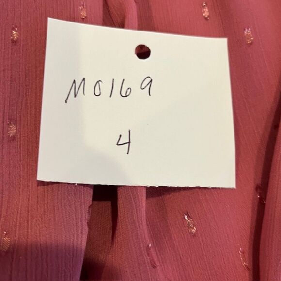 LDT Peplum Waist Gown Deep Rose Pink Chiffon with Metallic Bling Zip Back Size 4 - Picture 14 of 14